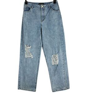 Kittenish Distressed High Rise‎ Straight Leg Loose Fit Jeans Womens Size 30